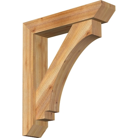 Imperial Slat Rough Sawn Bracket W/ Offset Brace, Western Red Cedar, 6W X 28D X 32H